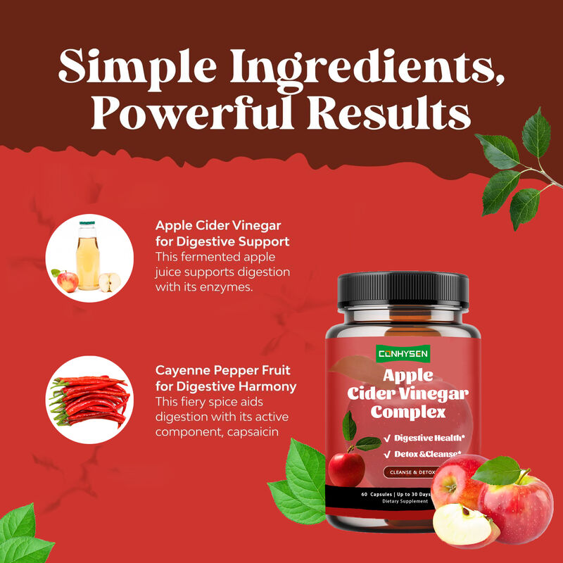 Suplemen Diet Pengontrol Berat Badan Label Pribadi OEM untuk Wanita & Pria Kapsul Kompleks Cuka Sari Apel