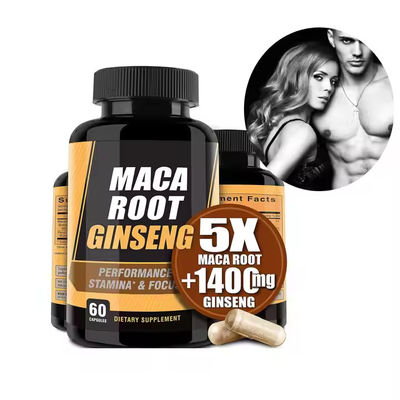 Label Pribadi Male Performance Capsules Maca Root Pill Mempromosikan Kekuatan Stamina Kesehatan