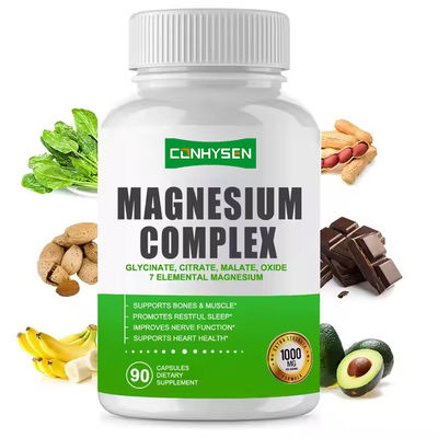 Magnesium Kompleks Kapsul Sitrat Oksida Glisinat Malate Suplemen untuk Mendukung Tulang Otot