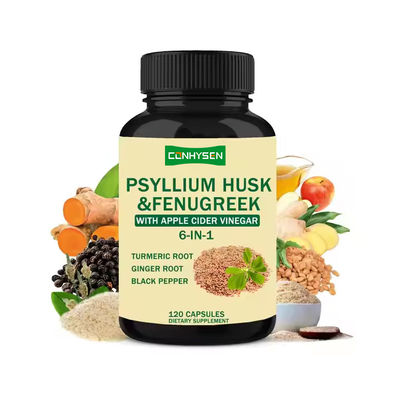 Kapsul Psyllium Husk dan Fenugreek dengan Kapsul Suplemen Herbal Kunyit 6-In-1