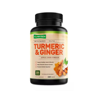 Kurkuma Dan Ginger Suplemen Kapsul Mendukung Kesehatan Pencernaan 95% Curcuminoids Ekstrak