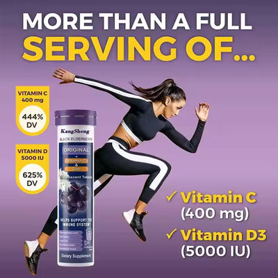 Black Elderberry Effervescent Tablet dengan Vitamin C Zinc Extract Dukungan Sistem Kekebalan