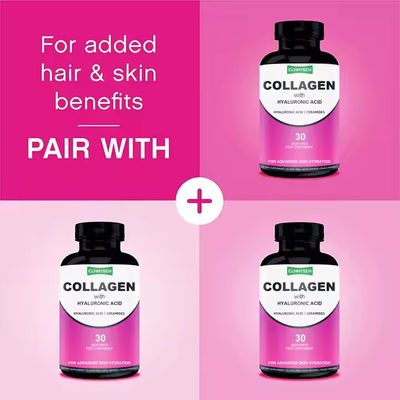 Hyaluronic Acid Collagen Tablet Dukungan Kulit Rambut Kuku Perawatan Logo Disesuaikan
