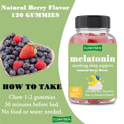 OEM Logo Melatonin Gummies Untuk Menyenangkan Tidur Dukungan Menghilangkan Stres