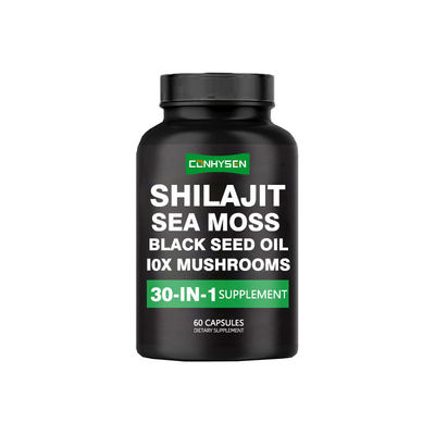 Custom Shilajit Kapsul 10X Jamur Kapsul Untuk Kejernihan Mental 30 Bahan Kuat