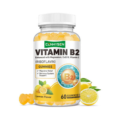 OEM ODM Suplemen Magnesium Bebas Gula Dukungan Diet Sistem Saraf Vitamin B2 Gummies