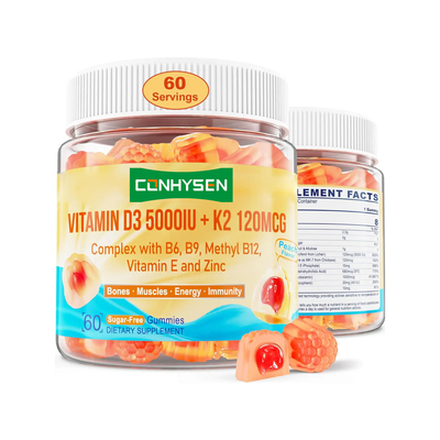 OEM ODM Vitamin Bebas Gula Meningkatkan Penyerapan Kalsium Vitamin D3 K2 Permen karet