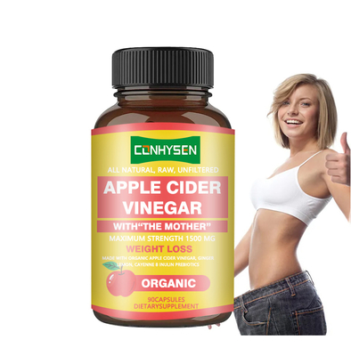 MOQ yang lebih rendah Kapsul Cuka Cuka Apple dengan The Mother Kekuatan Maksimum 1500mg Kapsul Penurunan Berat Badan