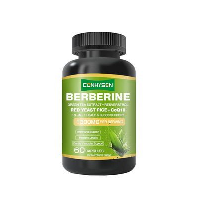 OEM/ODM 1300mg Berberine Kapsul 13-In-1 untuk Dukungan Darah Sehat Suplemen Ekstrak Teh Hijau