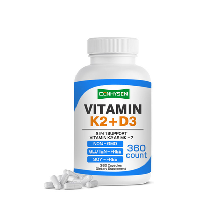 Disesuaikan Vitamin K2 D3 Kapsul 2-In-1 Dukungan Kapsul Meningkatkan Kesehatan Hati Tulang Dan Imun