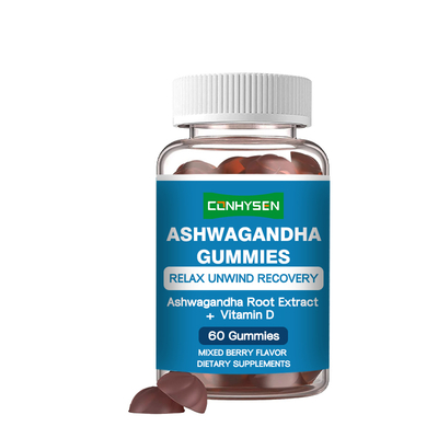 Ashwagandha Gummies dengan Vitamin D3 untuk Pertumbuhan Otot 18 Bulan Shelf Life