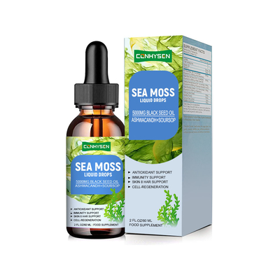 Minyak Biji Hitam Sea Moss Cair Tetes Meningkatkan Kesehatan Kulit Rambut Grosir Kustom